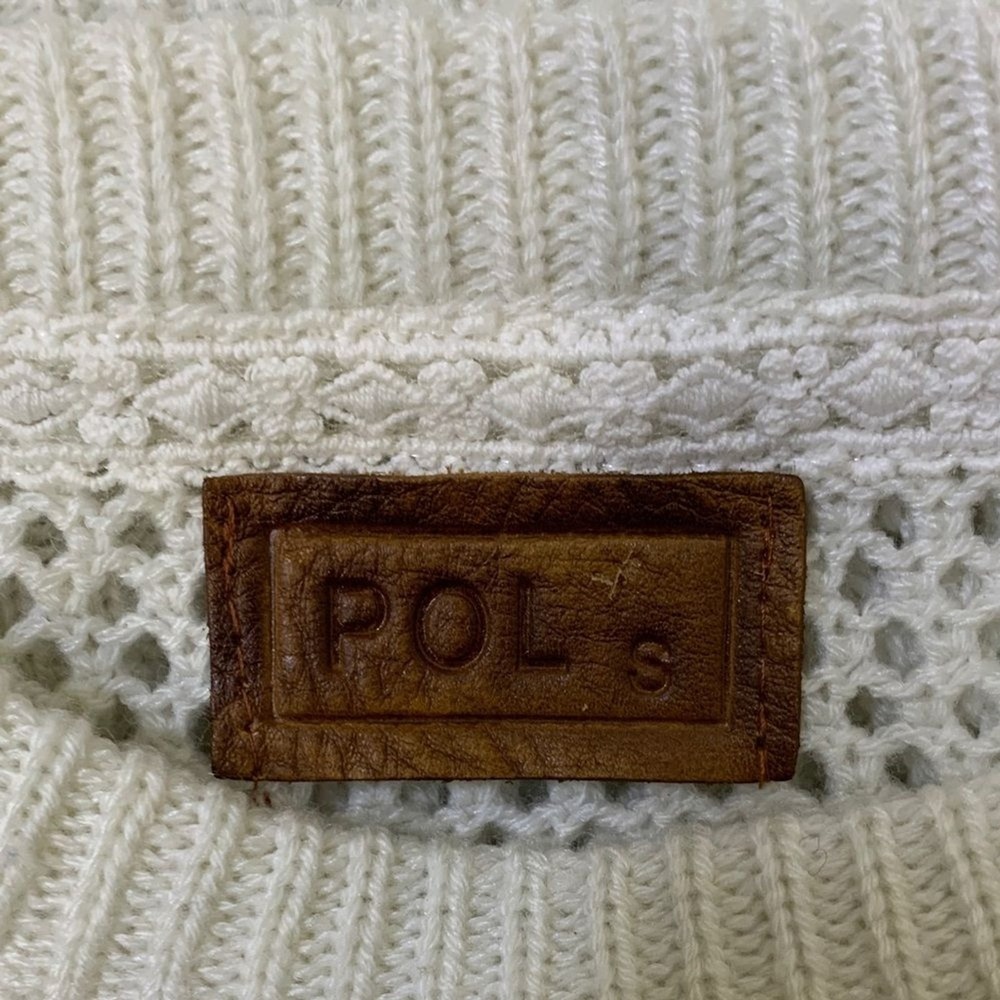 POL Mixed Media Sweater Womens Small White Tulle Hem Cable Knit JST659 - Picture 6 of 7